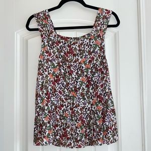 Loft floral peplum sleeveless top Sz Small EUC